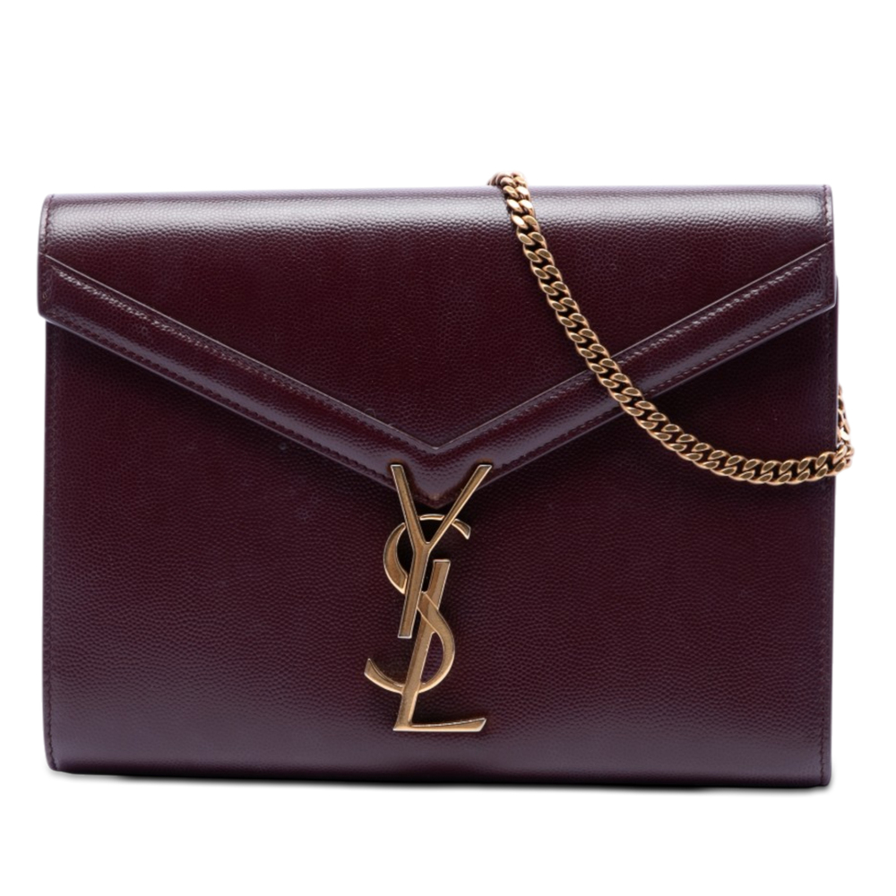 Pre-Loved Saint Laurent Grain De Poudre Monogram Cassandra Chain Wallet